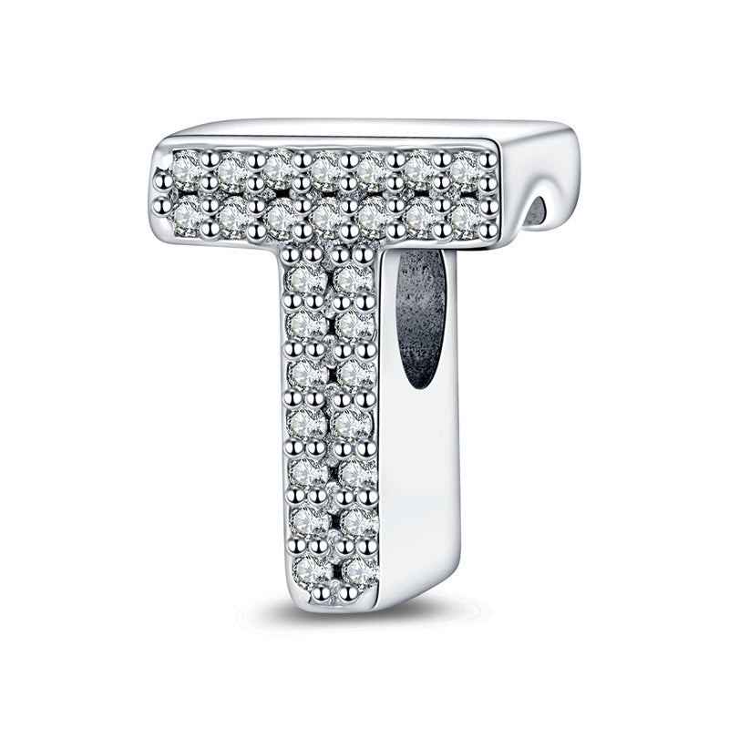 Twenty-six Letter Beads White Copper Silver Plated Beaded Braceletnecklace Ornament - 𝓢𝓱𝓸𝓹𝓵𝓮𝓬𝔂