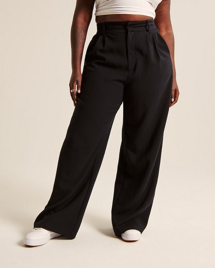 High Waist Straight Trousers With Pockets Wide Leg Casual Pants For Women - 𝓢𝓱𝓸𝓹𝓵𝓮𝓬𝔂