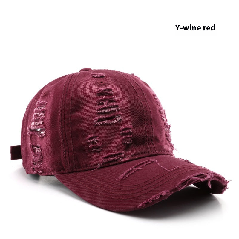 Retro Pure Color Washed Hole Light Board Baseball Cap - 𝓢𝓱𝓸𝓹𝓵𝓮𝓬𝔂