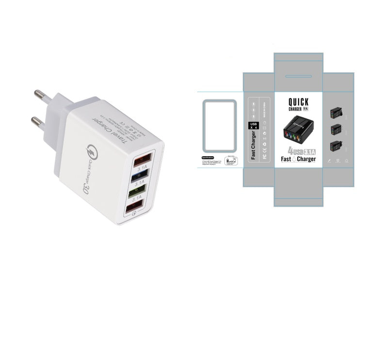 USB Charger Quick Charge 3.0 4 Phone Adapter For Tablet Portable Wall Mobile Charger Fast Charger - 𝓢𝓱𝓸𝓹𝓵𝓮𝓬𝔂