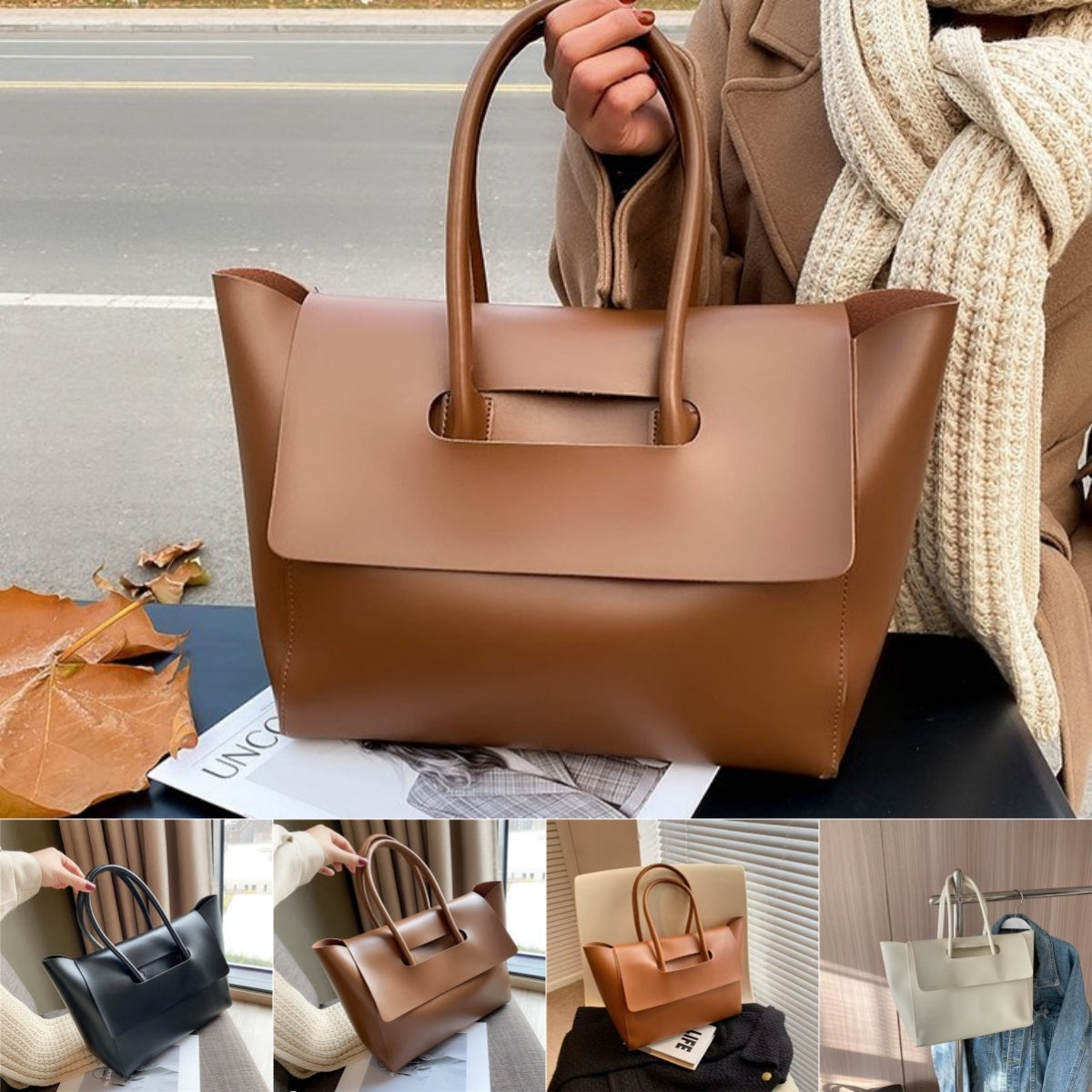 Fashion Women Shoulder Bags Large Capacity Handbags Simple Retro Tote Bags Solid Color Famous Brand High Quality Bags - 𝓢𝓱𝓸𝓹𝓵𝓮𝓬𝔂