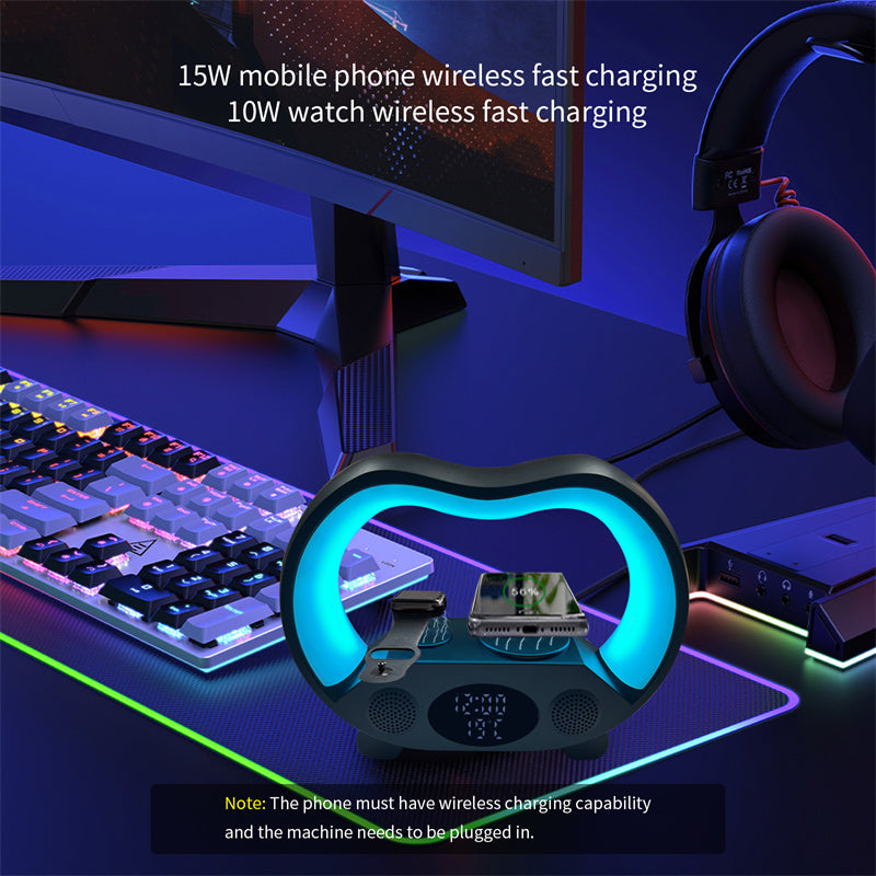 2024 New 6 In 1 Smart Remote Control Bluetooth-compatible Ambience Intelligent LED Table Lamp Multi-function Wireless Charger Night Light Bluetooth-compatible Speaker - 𝓢𝓱𝓸𝓹𝓵𝓮𝓬𝔂