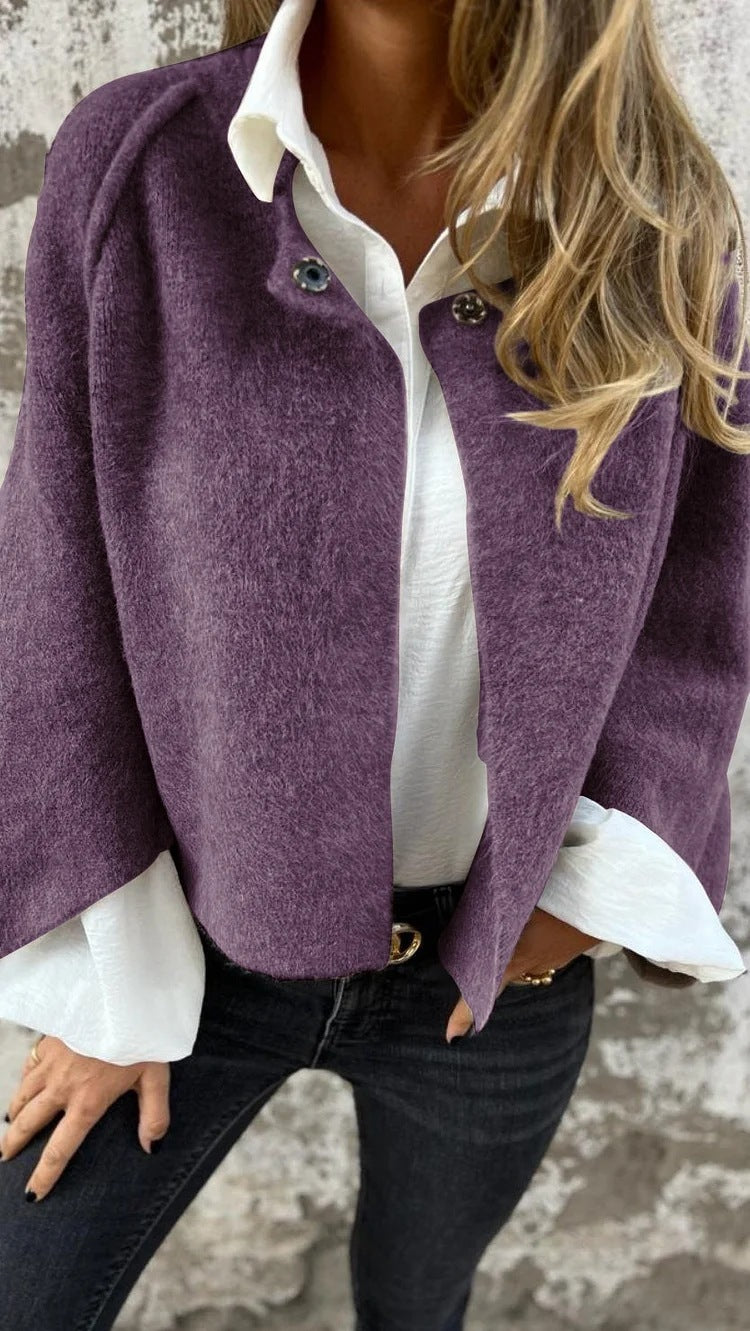 Women's Batwing Sleeve Cardigan Autumn And Winter Loose Short Cashmere Long Sleeve Coat - 𝓢𝓱𝓸𝓹𝓵𝓮𝓬𝔂
