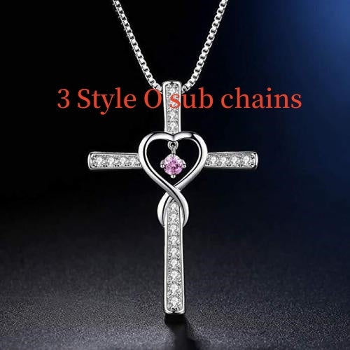 Infinity Love God We Trust Christian Cross Birthstone Crystal Pendant Necklace Colour Gems Zircon Heart Necklace Women Jewelry - 𝓢𝓱𝓸𝓹𝓵𝓮𝓬𝔂