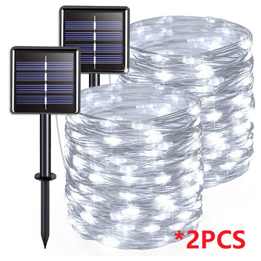 LED Solar Copper Wire Lamp Eight Function Light String