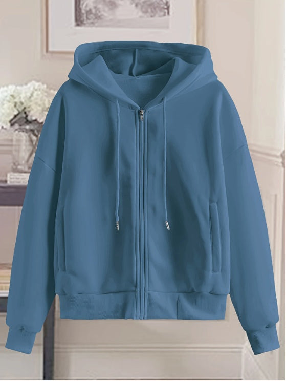 Women's Chic White Zip-Up Hoodie - 𝓢𝓱𝓸𝓹𝓵𝓮𝓬𝔂