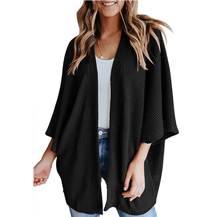 Bat Sleeve Waffle Gerson Women's Cardigan - 𝓢𝓱𝓸𝓹𝓵𝓮𝓬𝔂