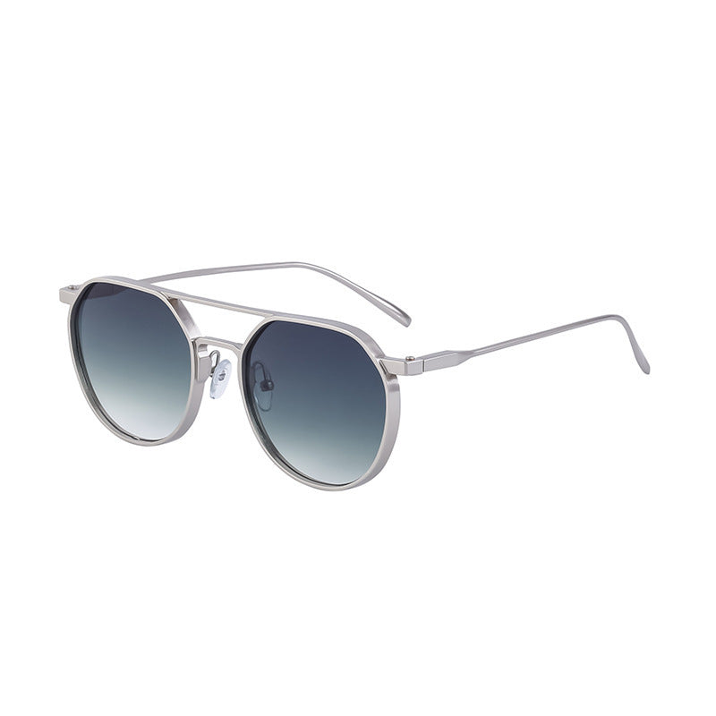 Men's Metal Double Beam Vintage Round Frame Sunglasses - 𝓢𝓱𝓸𝓹𝓵𝓮𝓬𝔂