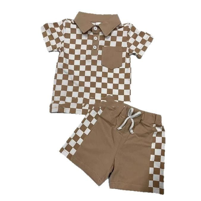 Boys' Checkered Lapel Shorts Suit - 𝓢𝓱𝓸𝓹𝓵𝓮𝓬𝔂