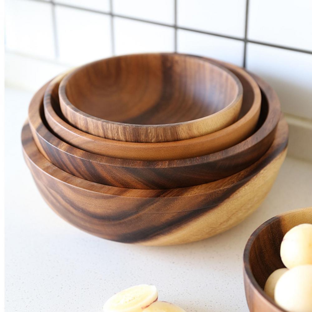 Kitchen Natural Wooden Bowl Household Fruit Bowl Salad Bowl For Home Restaurant Food Container Wooden Utensils Note The Size Hot - 𝓢𝓱𝓸𝓹𝓵𝓮𝓬𝔂