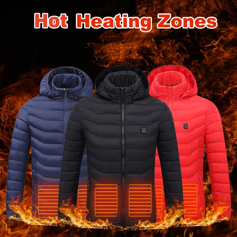 Men Heated Puffer Jacket Electric Heating Coat Insulated Hood Windbreaker - 𝓢𝓱𝓸𝓹𝓵𝓮𝓬𝔂