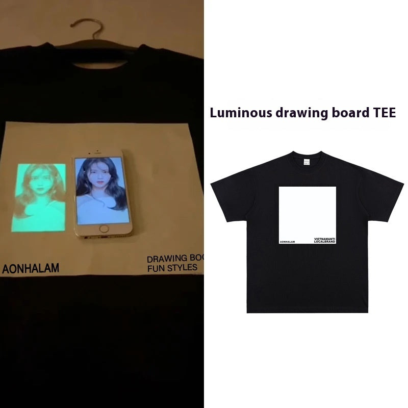 Luminous Drawing Board T-shirt Men And Women Pure Cotton Loose Short Sleeve - 𝓢𝓱𝓸𝓹𝓵𝓮𝓬𝔂