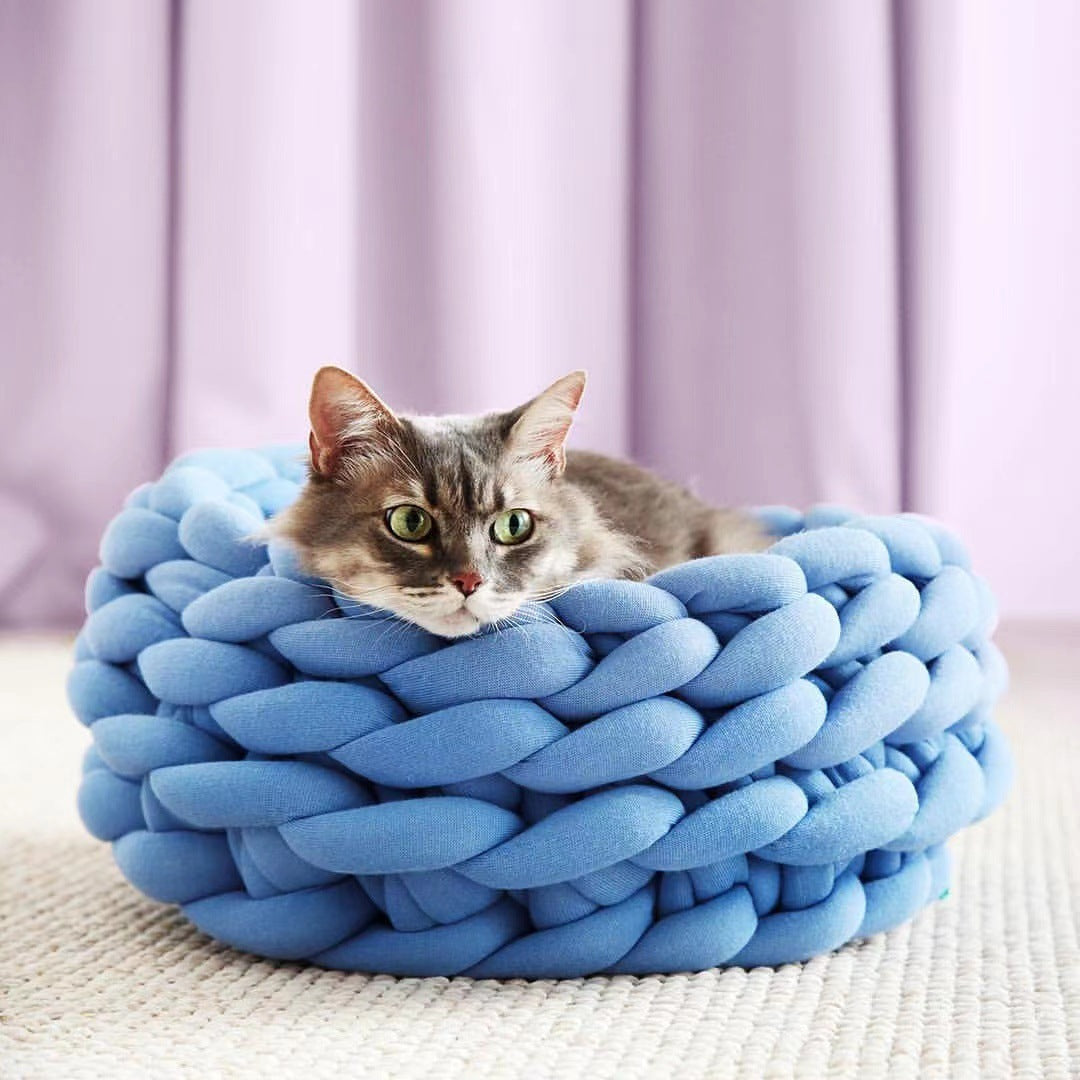 Cat House Cushion Soft Long Plush Warm Pet Mat Cute Kennel Cat Sleeping Basket Bed Round Fluffy Comfortable Touch Pet Products - 𝓢𝓱𝓸𝓹𝓵𝓮𝓬𝔂