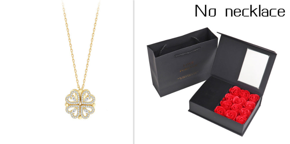 Explosive Style Detachable Deformed Four-leaf Clover Necklace For Women A Multi-wearing Zircon Small Love Short Clavicle Chain - 𝓢𝓱𝓸𝓹𝓵𝓮𝓬𝔂