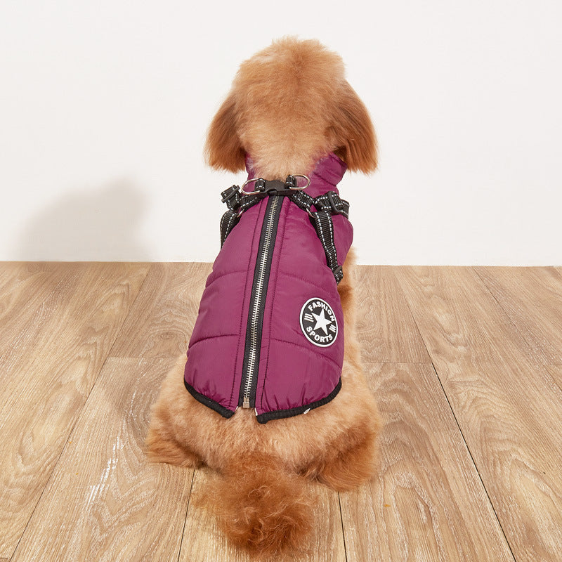 Pet Warm Dog Cotton-padded Clothes Fleece-lined Thickened Reflective Gallus - 𝓢𝓱𝓸𝓹𝓵𝓮𝓬𝔂