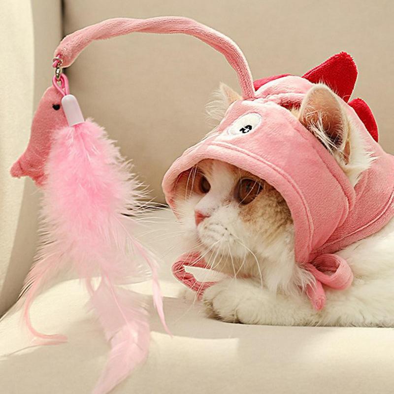 New Head Wearing Feather Funny Cat Stick Funny Cat Toy Stick Gray Big Eye Pet Toys Pet Products - 𝓢𝓱𝓸𝓹𝓵𝓮𝓬𝔂