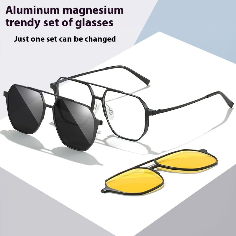 Driving Men's Three-in-one Magnetic Aluminum Magnesium Glasses - 𝓢𝓱𝓸𝓹𝓵𝓮𝓬𝔂