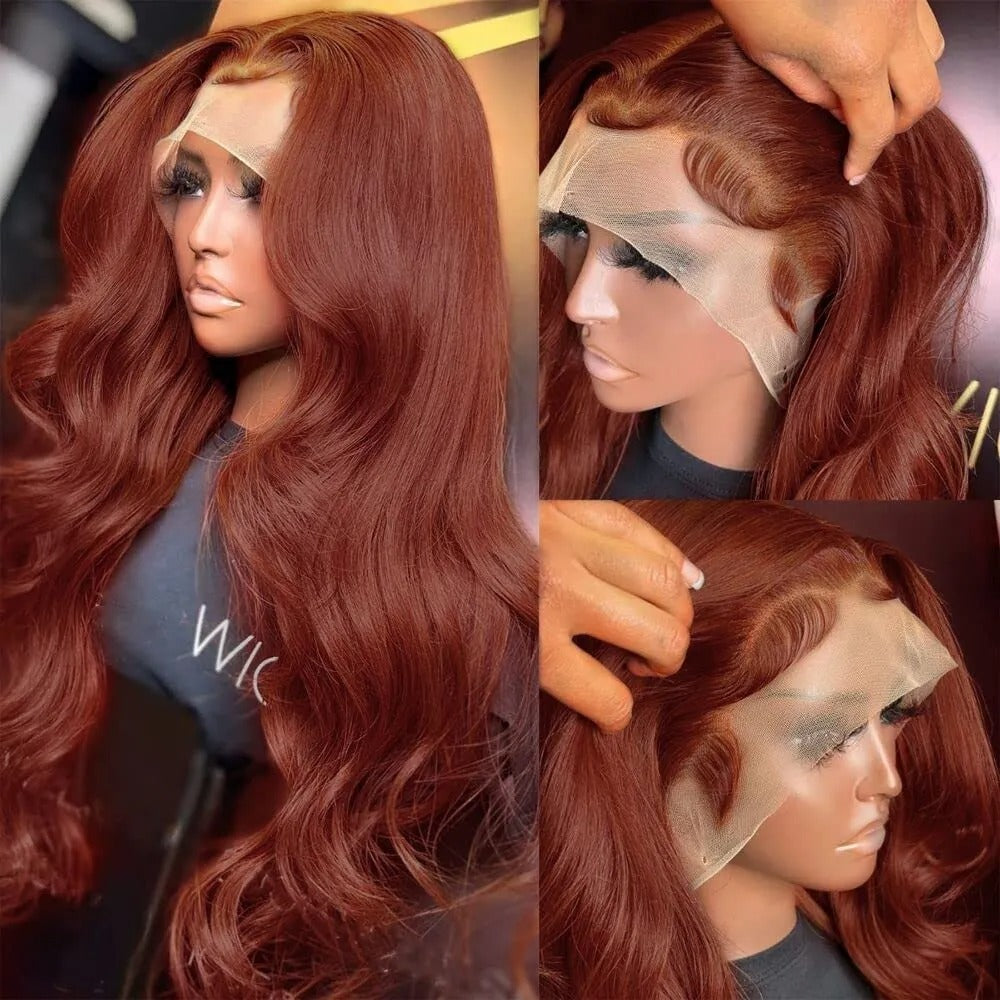Front Lace Wig Red Long Curly Hair Big Wave - 𝓢𝓱𝓸𝓹𝓵𝓮𝓬𝔂