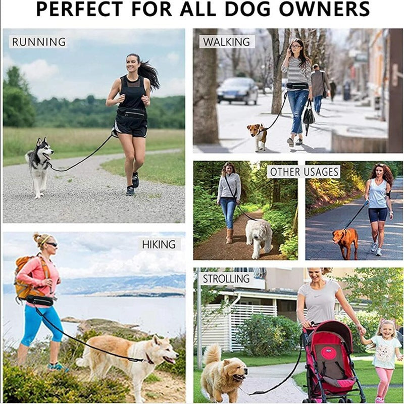 Hands Free Dog Leash Pet Walking And Training Belt With Shock Absorbing Bungee Leash For Up To 180lbs Large Dogs Phone Pocket And Water Bottle Holder - 𝓢𝓱𝓸𝓹𝓵𝓮𝓬𝔂