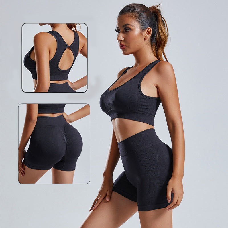 2pcs Yoga Set Women's Vest And Shorts Tracksuit Seamless Workout Sportswear Gym Clothing High Waist Leggings Fitness Sports Suits - 𝓢𝓱𝓸𝓹𝓵𝓮𝓬𝔂