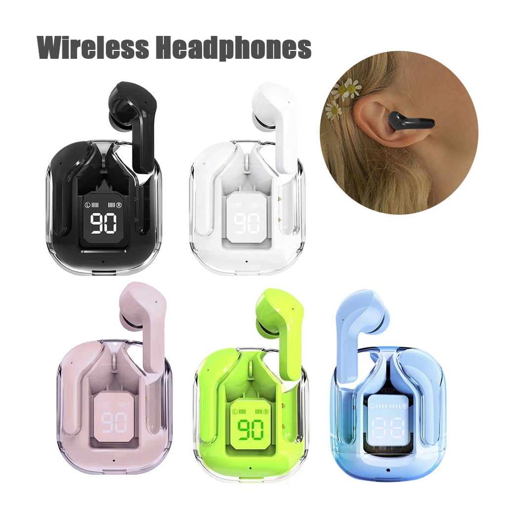New Mini Transparent Wireless Bluetooth Headset Digital Display ENC Noise Reduction True Wireless Sports Music - 𝓢𝓱𝓸𝓹𝓵𝓮𝓬𝔂
