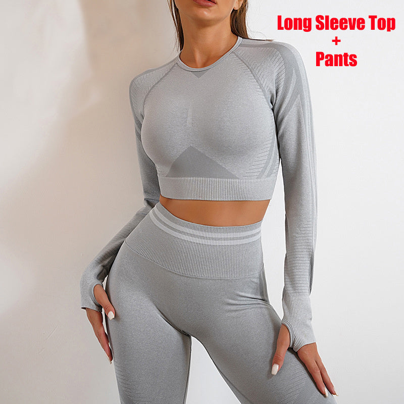 Seamless Yoga Pants Sports Gym Fitness Leggings Or Long Sleeve Tops Outfits Butt Lifting Slim Workout Sportswear Clothing - 𝓢𝓱𝓸𝓹𝓵𝓮𝓬𝔂