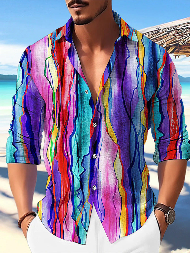 Color Matching Bamboo Linen Printed Men's Shirt - 𝓢𝓱𝓸𝓹𝓵𝓮𝓬𝔂