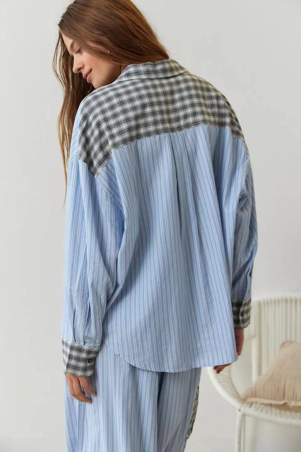 Autumn Women's Clothing Casual Homewear Plaid Shirt Outfit - 𝓢𝓱𝓸𝓹𝓵𝓮𝓬𝔂