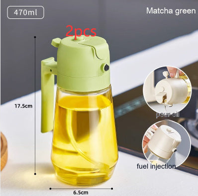 470ML Olive Oil Sprayer Dispenser For Cooking BBQ 2 In 1 Glass Oil Vinegar Soy Sauce Spray Kitchen Oil Bottle For Air Fryer - 𝓢𝓱𝓸𝓹𝓵𝓮𝓬𝔂