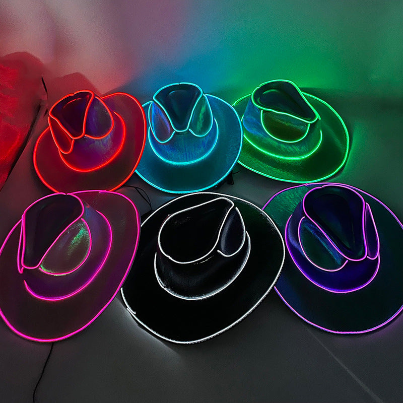 Halloween Carnival Party LED Wireless Fluorescent Colorful Cowboy Flashing Hat - 𝓢𝓱𝓸𝓹𝓵𝓮𝓬𝔂