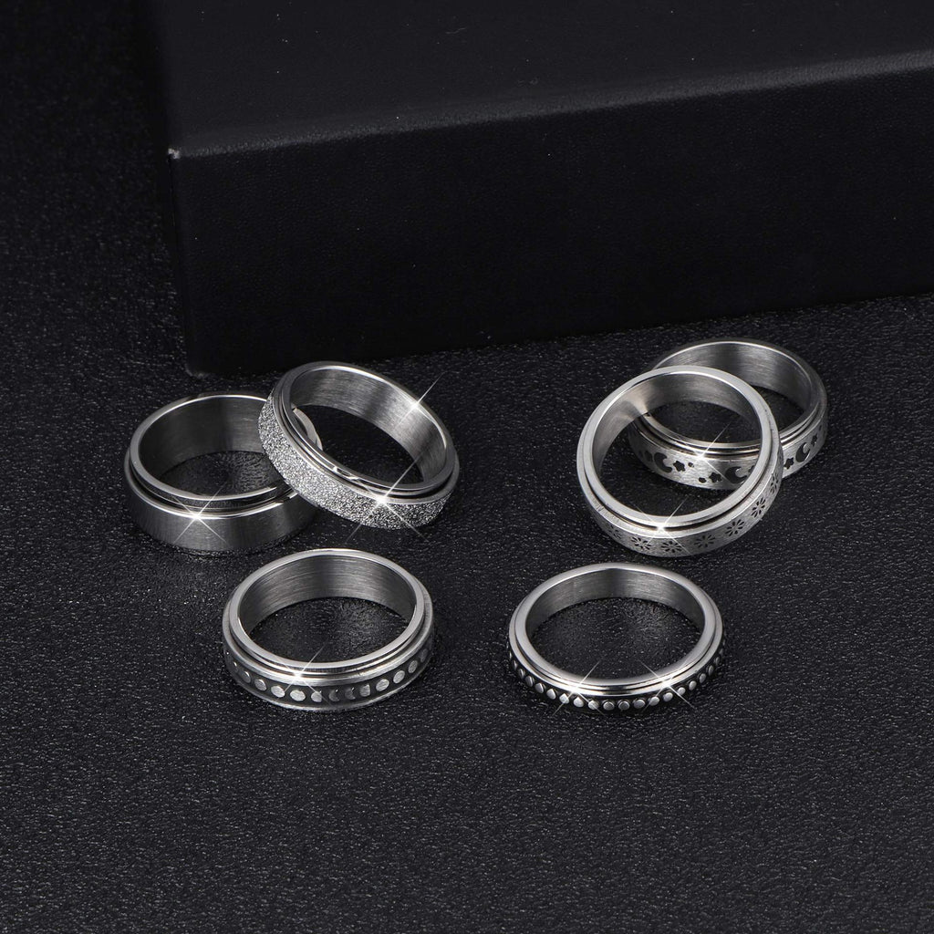 Stainless Steel Rotatable Spinner Ring Moon Stars Relieve Anxiety Rings - 𝓢𝓱𝓸𝓹𝓵𝓮𝓬𝔂