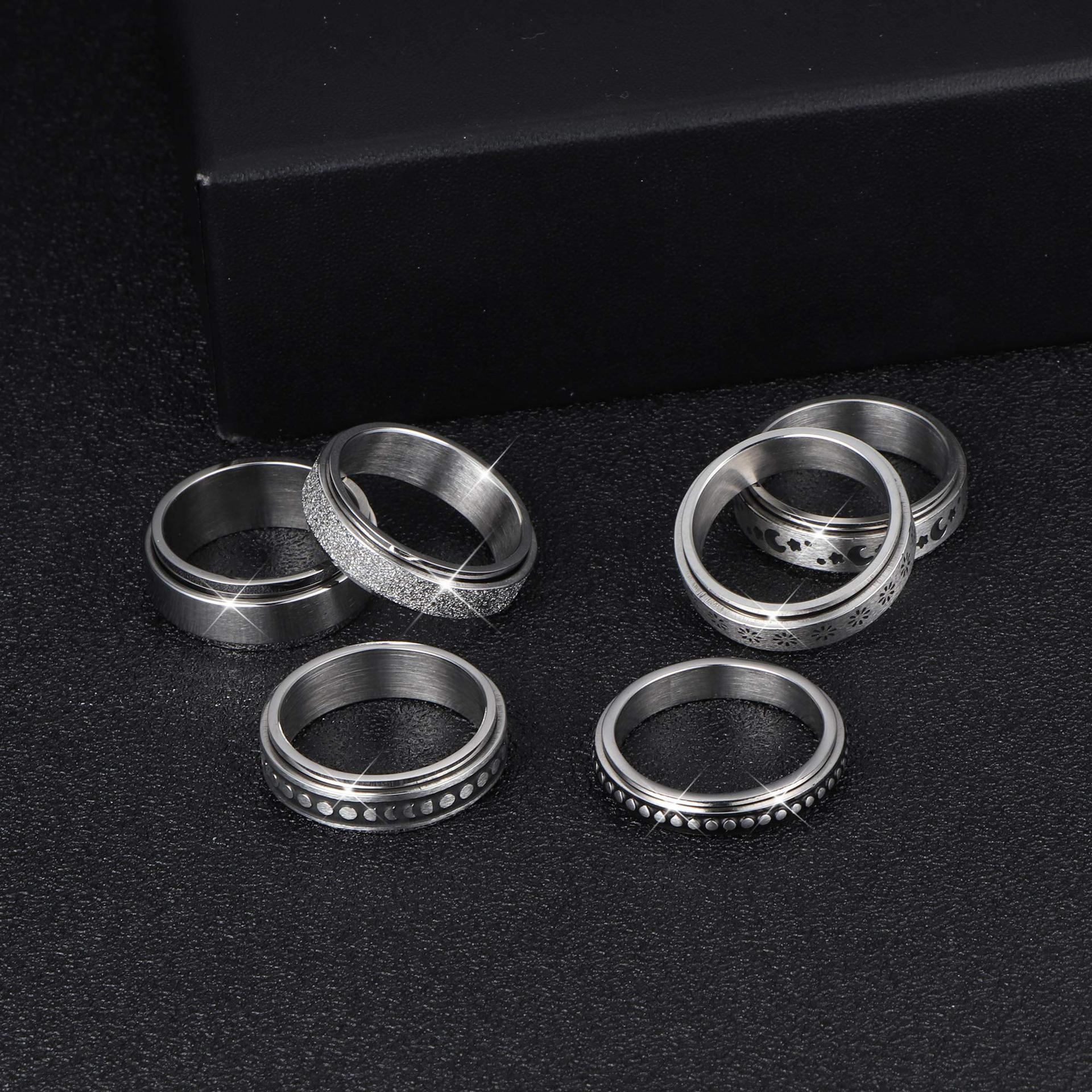 Stainless Steel Rotatable Spinner Ring Moon Stars Relieve Anxiety Rings - 𝓢𝓱𝓸𝓹𝓵𝓮𝓬𝔂