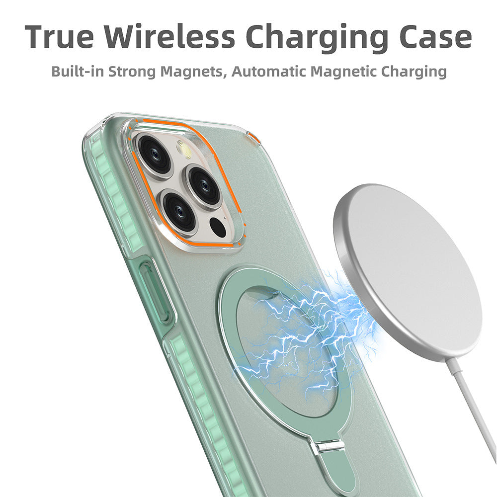 New Colorful Magnetic Bracket Phone Case With Holder Stand Cover For Magesafe Magnetic Transparent Wireless Charge Case For Phone - 𝓢𝓱𝓸𝓹𝓵𝓮𝓬𝔂