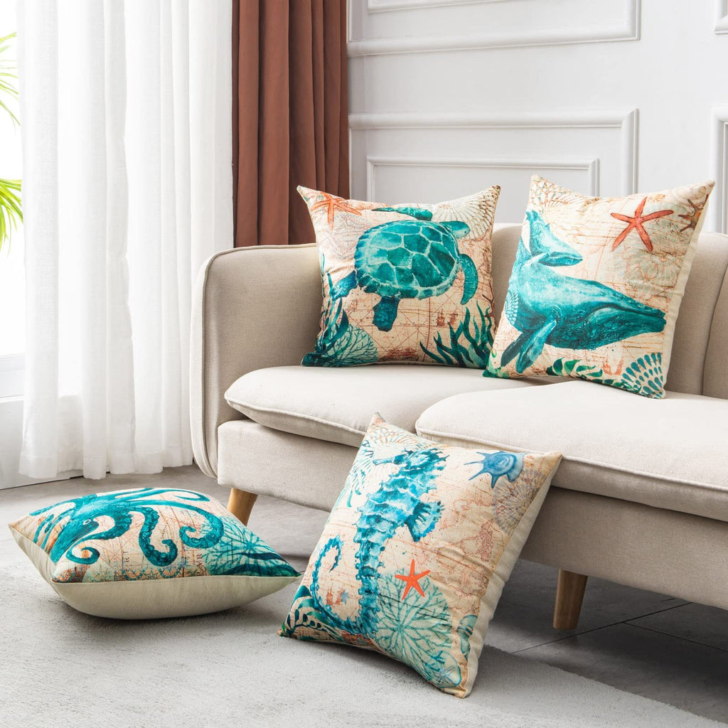 Cushion Covers Sea Turtle Printed Throw Pillow Cases For Home Decor Sofa Chair Seat - 𝓢𝓱𝓸𝓹𝓵𝓮𝓬𝔂