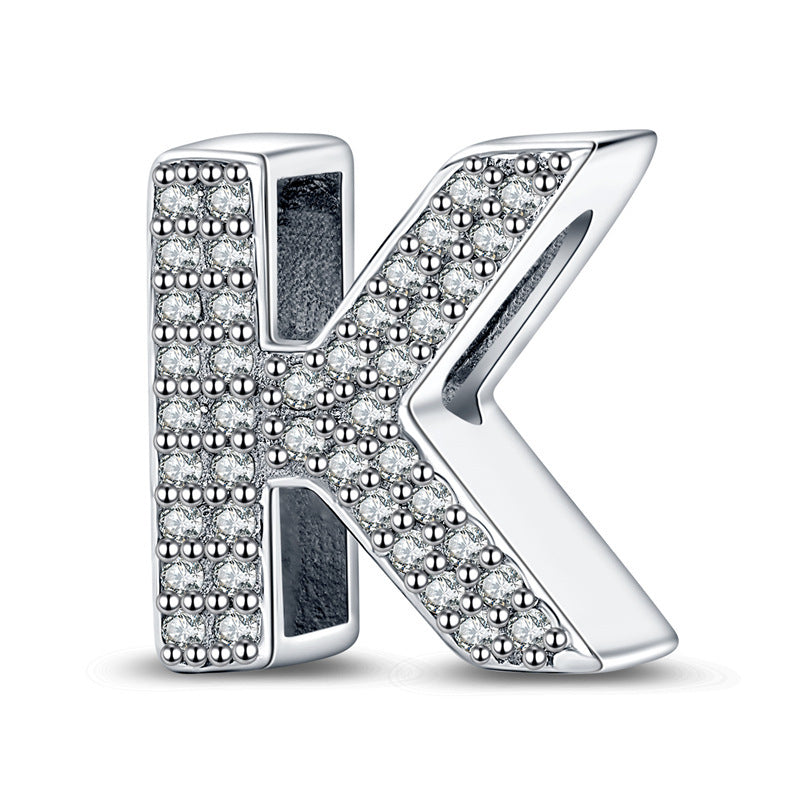 Twenty-six Letter Beads White Copper Silver Plated Beaded Braceletnecklace Ornament - 𝓢𝓱𝓸𝓹𝓵𝓮𝓬𝔂