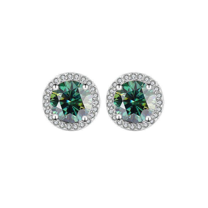 S925 Sterling Silver Genuine Goods Moissanite Round Bag Stud Earrings Simple Graceful - 𝓢𝓱𝓸𝓹𝓵𝓮𝓬𝔂