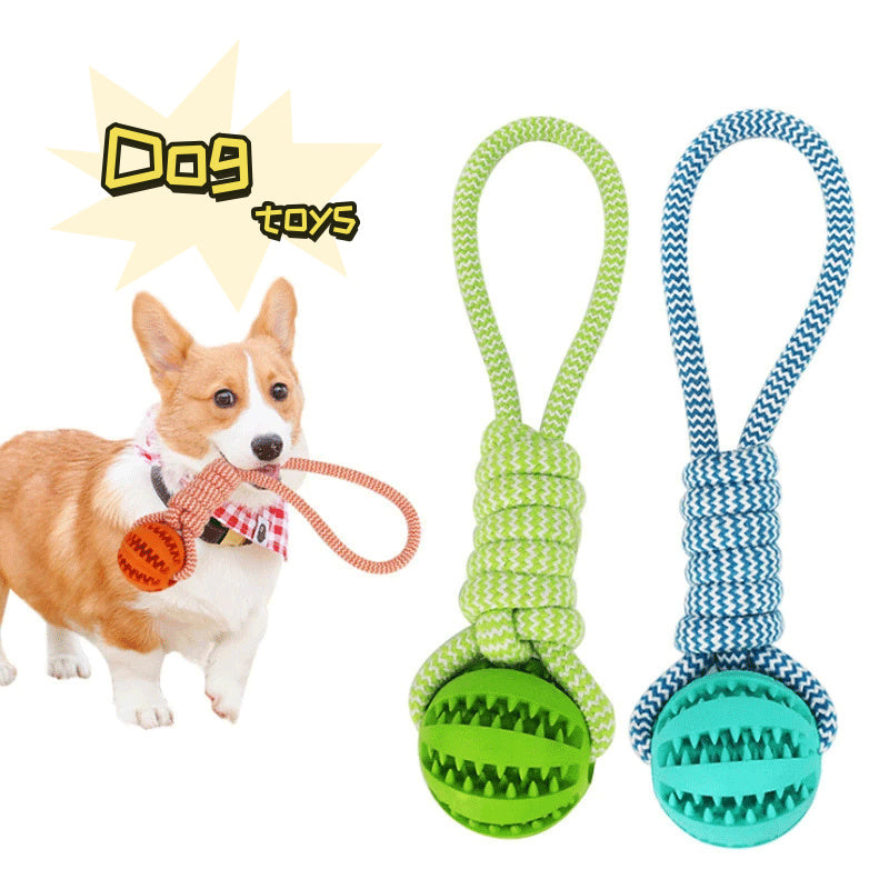 Dog Toys Balls Interactive Treat Rope Rubber Leaking Balls For Small Medium Dogs Chewing Bite Resistant Pet Tooth Cleaning - 𝓢𝓱𝓸𝓹𝓵𝓮𝓬𝔂