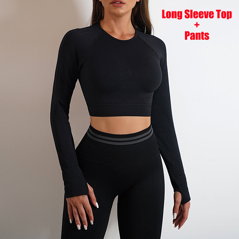 Seamless Yoga Pants Sports Gym Fitness Leggings Or Long Sleeve Tops Outfits Butt Lifting Slim Workout Sportswear Clothing - 𝓢𝓱𝓸𝓹𝓵𝓮𝓬𝔂