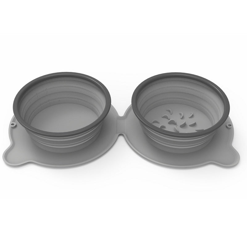 Portable Silicone Double Dog Food Bowls Foldable Non-Slip Cat Bowl Pet Travel Anti-Choking Feeding Bowl Outdoor - 𝓢𝓱𝓸𝓹𝓵𝓮𝓬𝔂