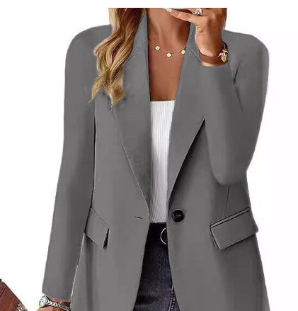 Polyester Autumn Long Sleeve Solid Color Cardigan Small Suit Jacket For Women - 𝓢𝓱𝓸𝓹𝓵𝓮𝓬𝔂