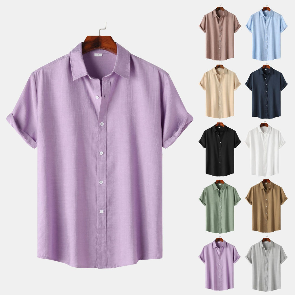 Teenagers Solid Color Short-sleeved Lapel Shirt Top - 𝓢𝓱𝓸𝓹𝓵𝓮𝓬𝔂