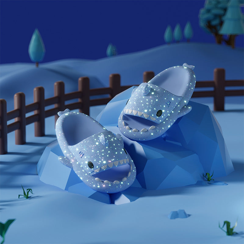 Shark Slippers With Starry Night Light Design Bathroom Slippers Couple House Shoes For Women - 𝓢𝓱𝓸𝓹𝓵𝓮𝓬𝔂