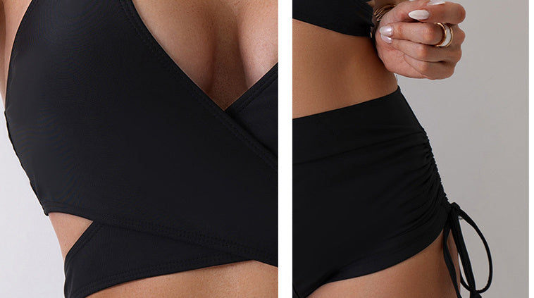 Fashion Cross Hollow Out Tied Women's Split Suit