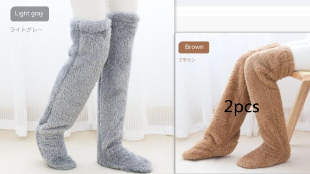 Over Knee High Fuzzy Long Socks Winter Warm Cold Leg Knee Joint Cold-proof Stockings Home Floor Sleeping Socks - 𝓢𝓱𝓸𝓹𝓵𝓮𝓬𝔂