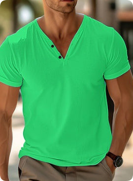 Men's T-shirt Summer Beach Short Sleeve Casual Solid Color Regular Tops - 𝓢𝓱𝓸𝓹𝓵𝓮𝓬𝔂