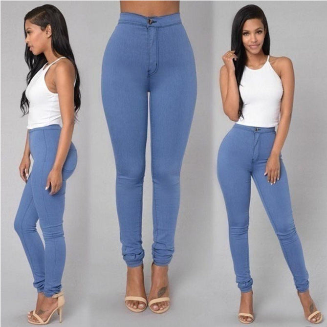 Casual Pants For Women High Waist Stretch Slim Trouser Skinny Candy Color Jeans - 𝓢𝓱𝓸𝓹𝓵𝓮𝓬𝔂