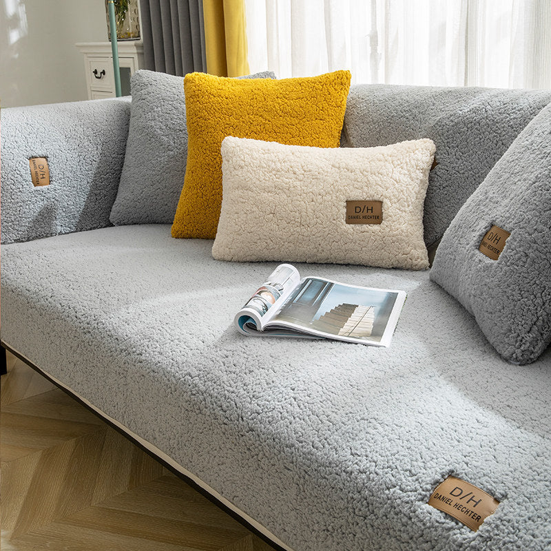 Modern Solid Color Winter Lamb Wool Sofa Towel Thicken Plush Soft And Smooth Sofa Covers For Living Room Anti-slip Couch Cover - 𝓢𝓱𝓸𝓹𝓵𝓮𝓬𝔂