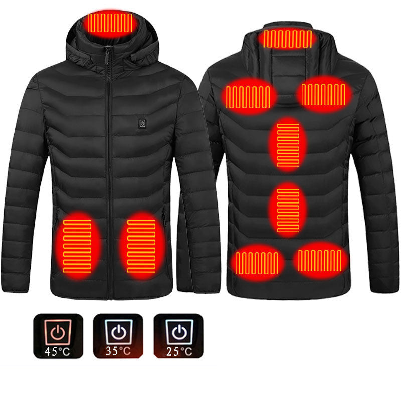 Men Heated Puffer Jacket Electric Heating Coat Insulated Hood Windbreaker - 𝓢𝓱𝓸𝓹𝓵𝓮𝓬𝔂