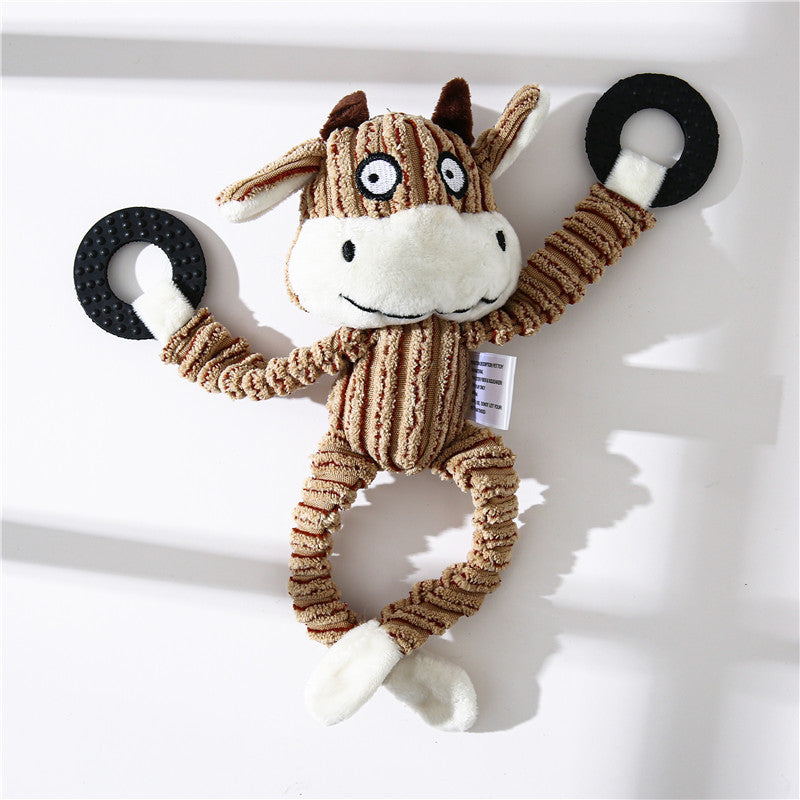 Pet Toy Donkey Shape Corduroy Chew Toy For Dogs Puppy Squeaker Squeaky Plush Bone Molar Dog Toy Pet Training Dog - 𝓢𝓱𝓸𝓹𝓵𝓮𝓬𝔂