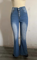 High Waist Bell Bottom Jeans Trendy Wear Washed Out Street Style Women's Denim Pants - 𝓢𝓱𝓸𝓹𝓵𝓮𝓬𝔂